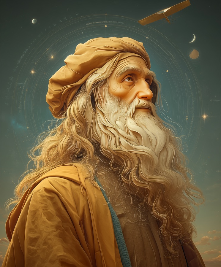 Painted portrait of Leonardo da Vinci